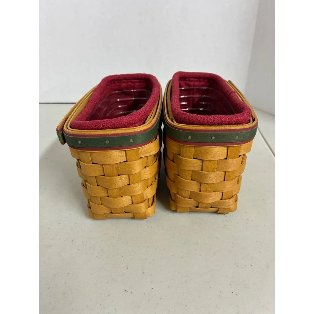 Longaberger 2004‎ Handmade Baskets Set of 2 with Liners and Protectors Burgundy
